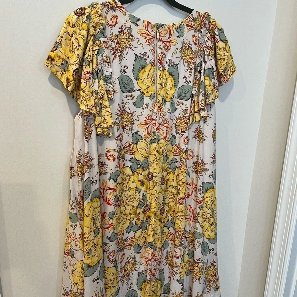 Free People Yara Golden Floral Mini Dress NWT Size S